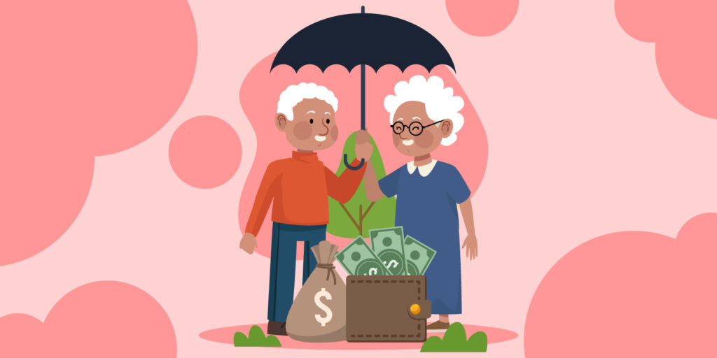 Infographic of an older couple looking at money to consider VA loans 