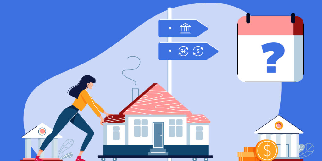 infographic of a person moving a house for cash-out refinance 
