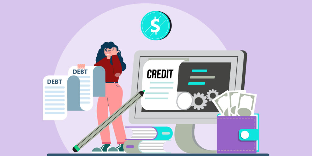 infographic of woman researching how to get a loan with bad credit