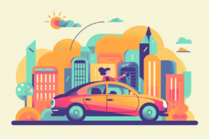 Infographic of a person driving for rideshare company