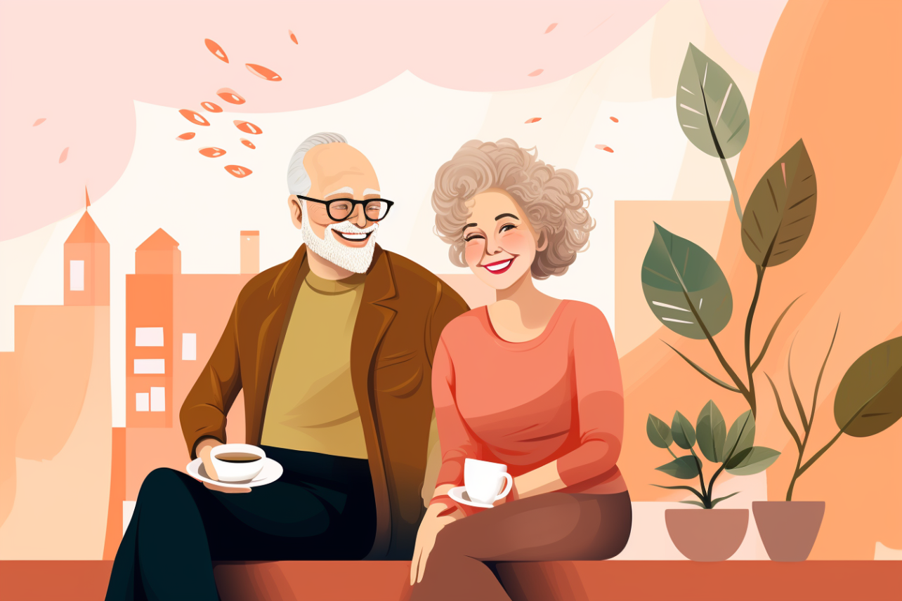Graphic of a happy couple in retirement