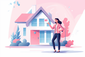 Graphic of a woman looking to buy a house