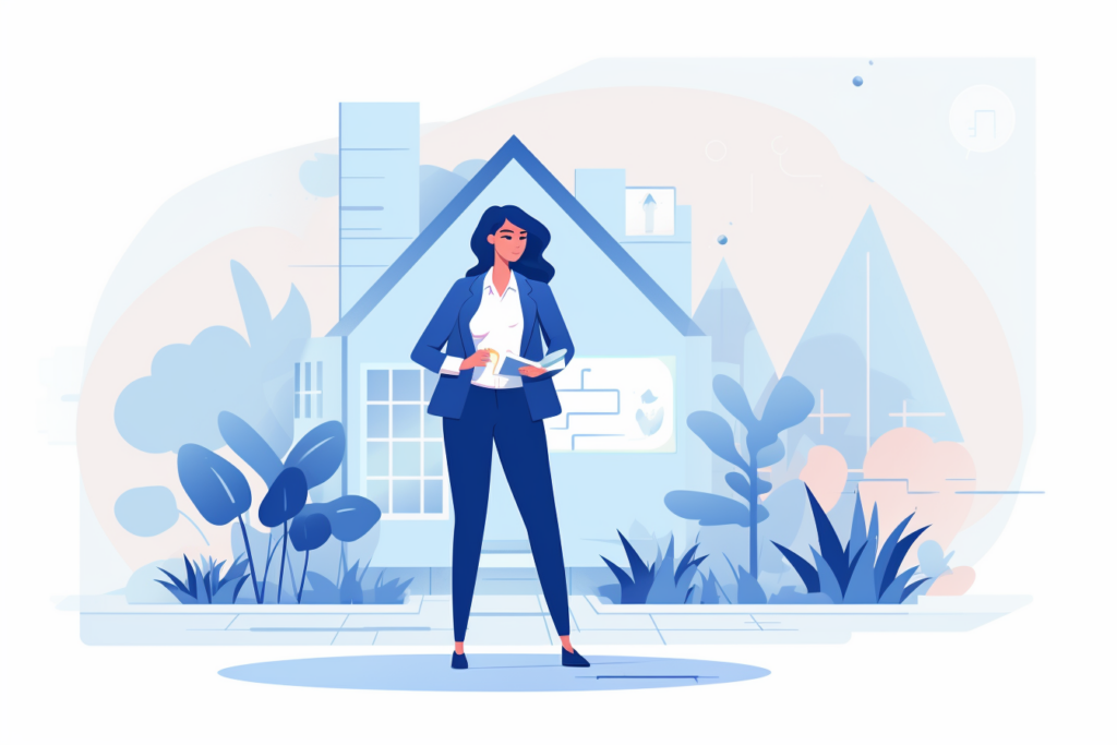 Graphic of a woman looking to buy a home