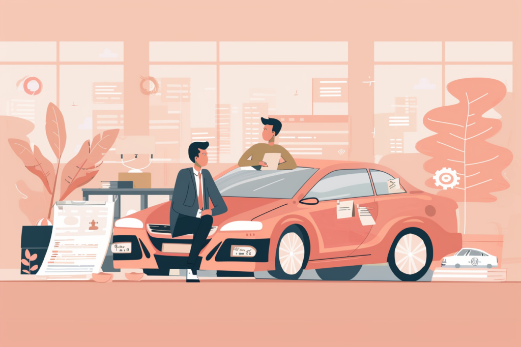 Graphic of two people talking about an auto loan