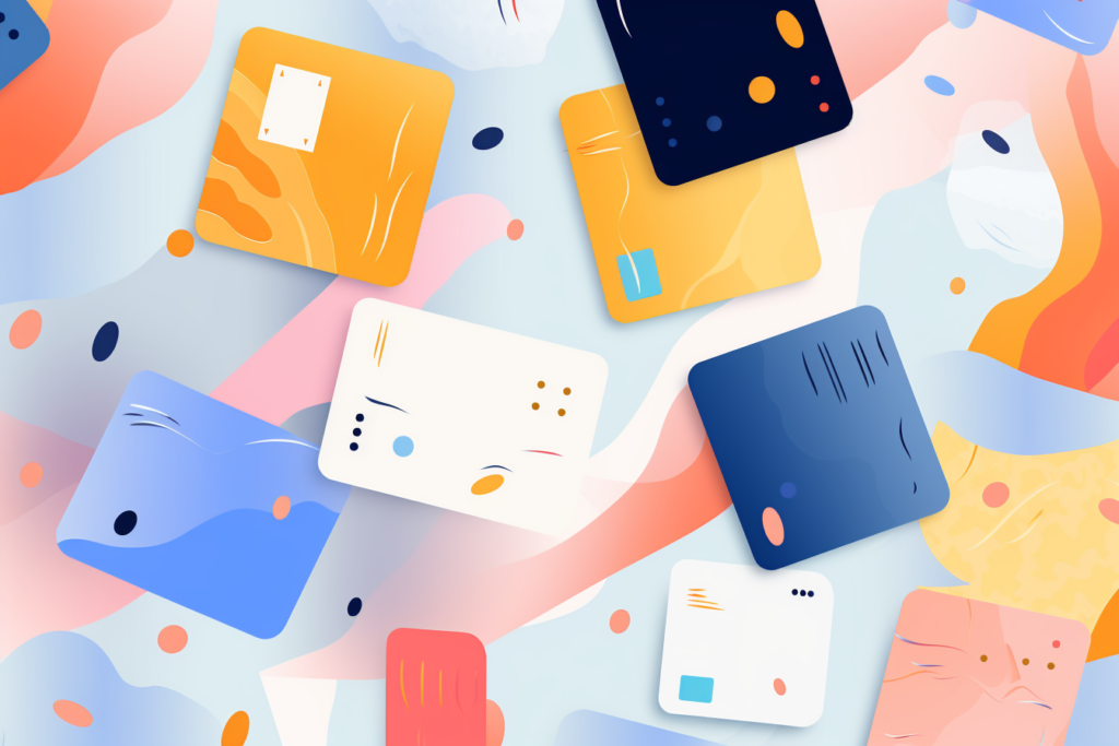 Various different colors and types of credit cards 