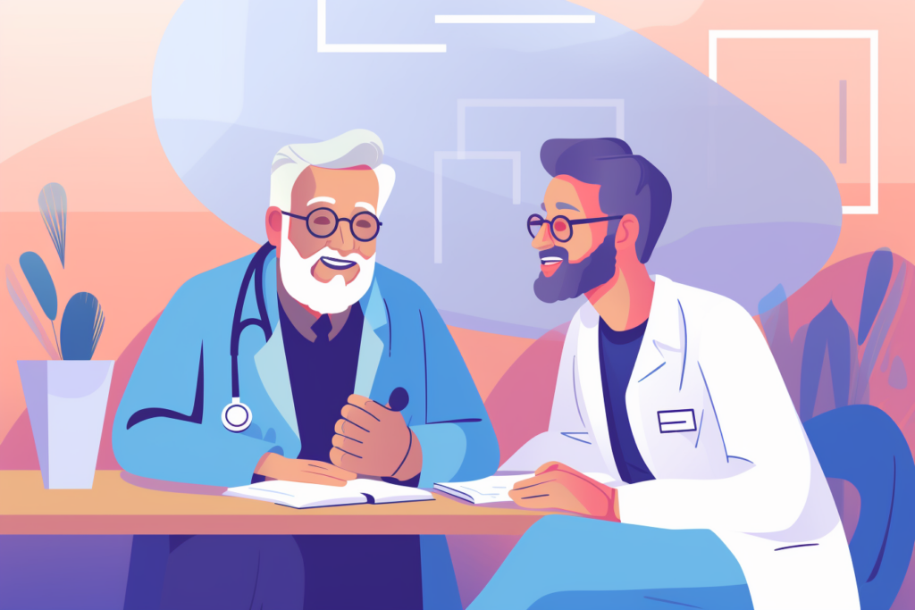 Older man talking to a doctor