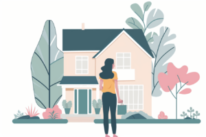 Woman looking at buying a new house