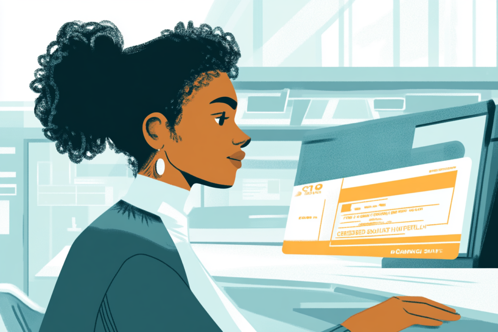 Woman on a computer looking at credit history