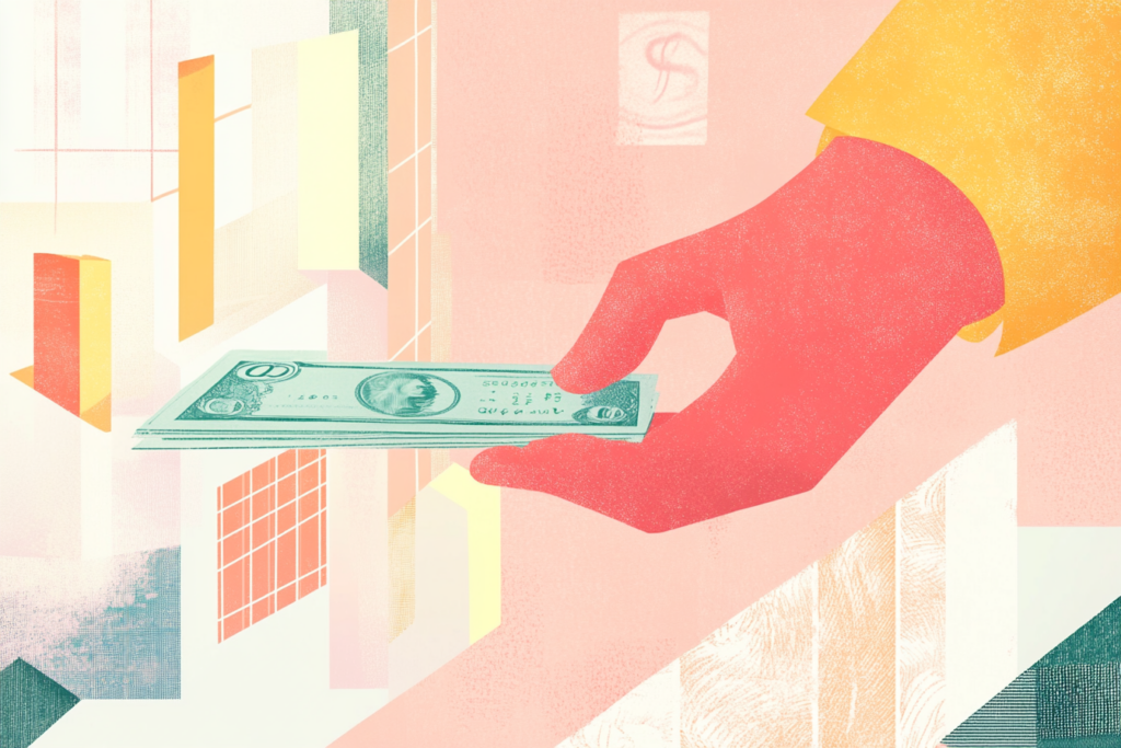 Graphic of someone holding cash in their hands 