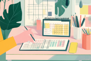 Person creating a financial planning calendar on their desk