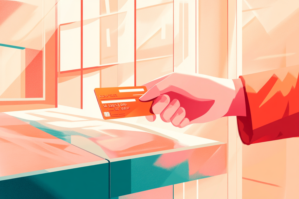 Person handing over a credit card as payment