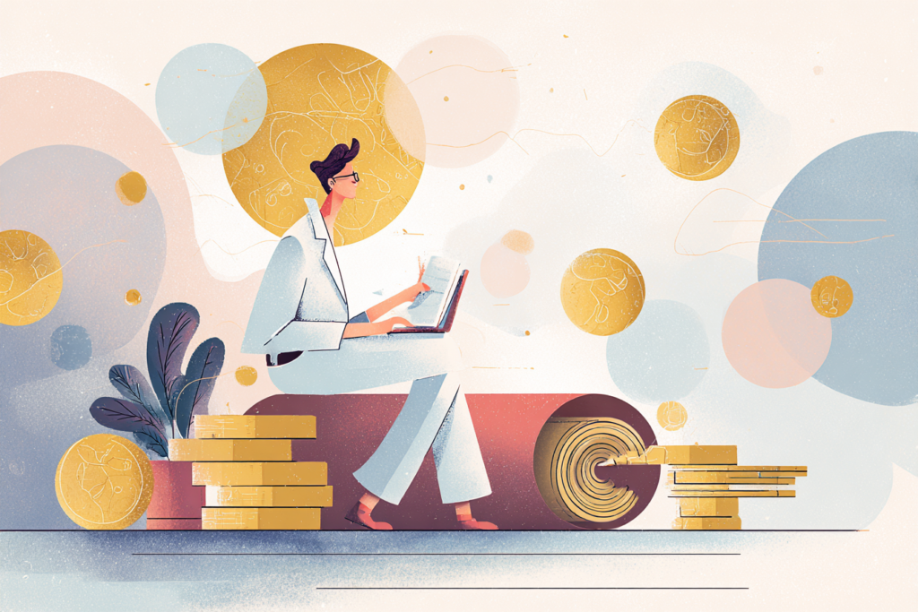 Man on his computer reading about investing