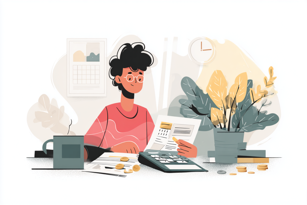 Man on his computer budgeting