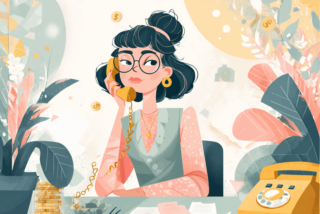 Woman on the phone looking annoyed