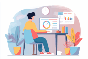 Man on his computer checking his credit score